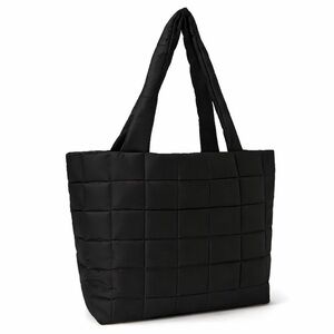 Elegant Black Quilted Tote Bag
